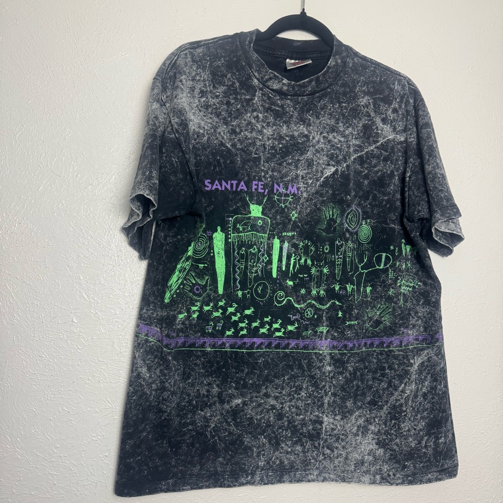 Vintage Santa Fe New Mexico Acid Wash Petroglyph Graphic Tshirt